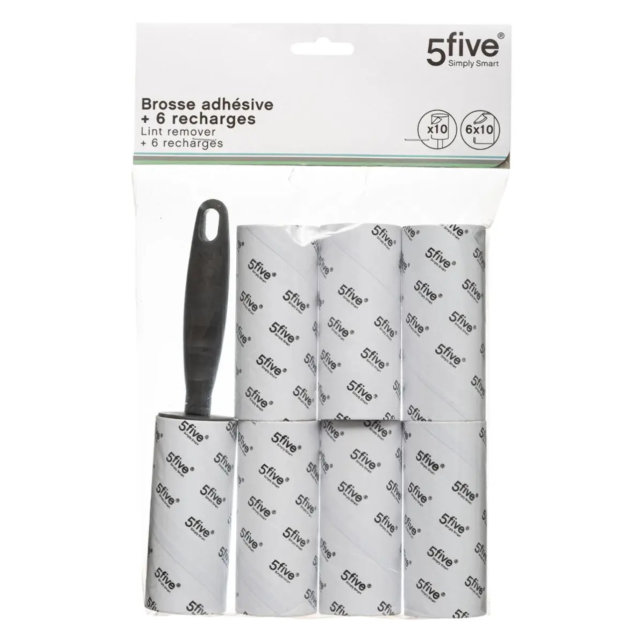 Brosse à vêtements 6 recharges gris