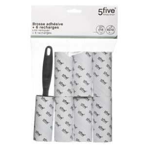 Brosse à vêtements 6 recharges gris