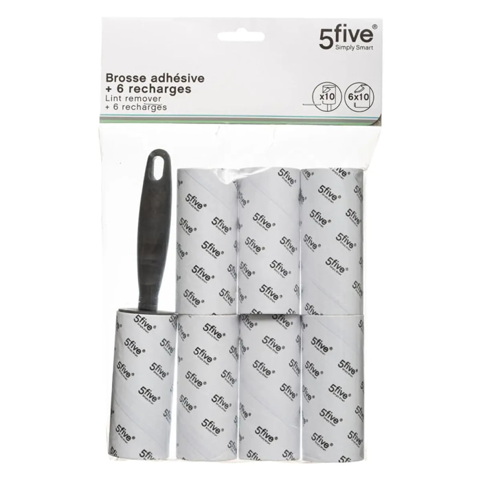 Brosse à vêtements 6 recharges gris