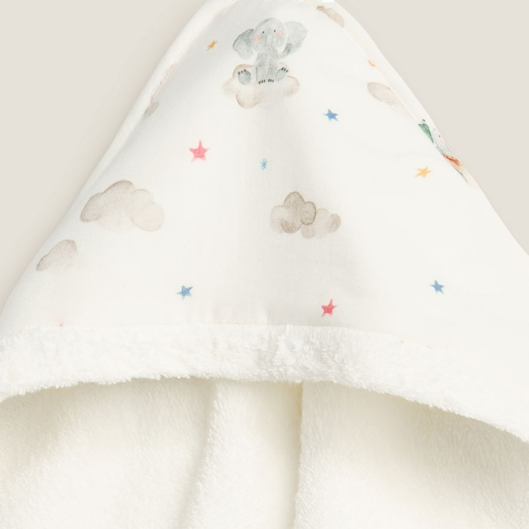 Toalla de baño con capucha elefantes Sielu color blanco Algodón