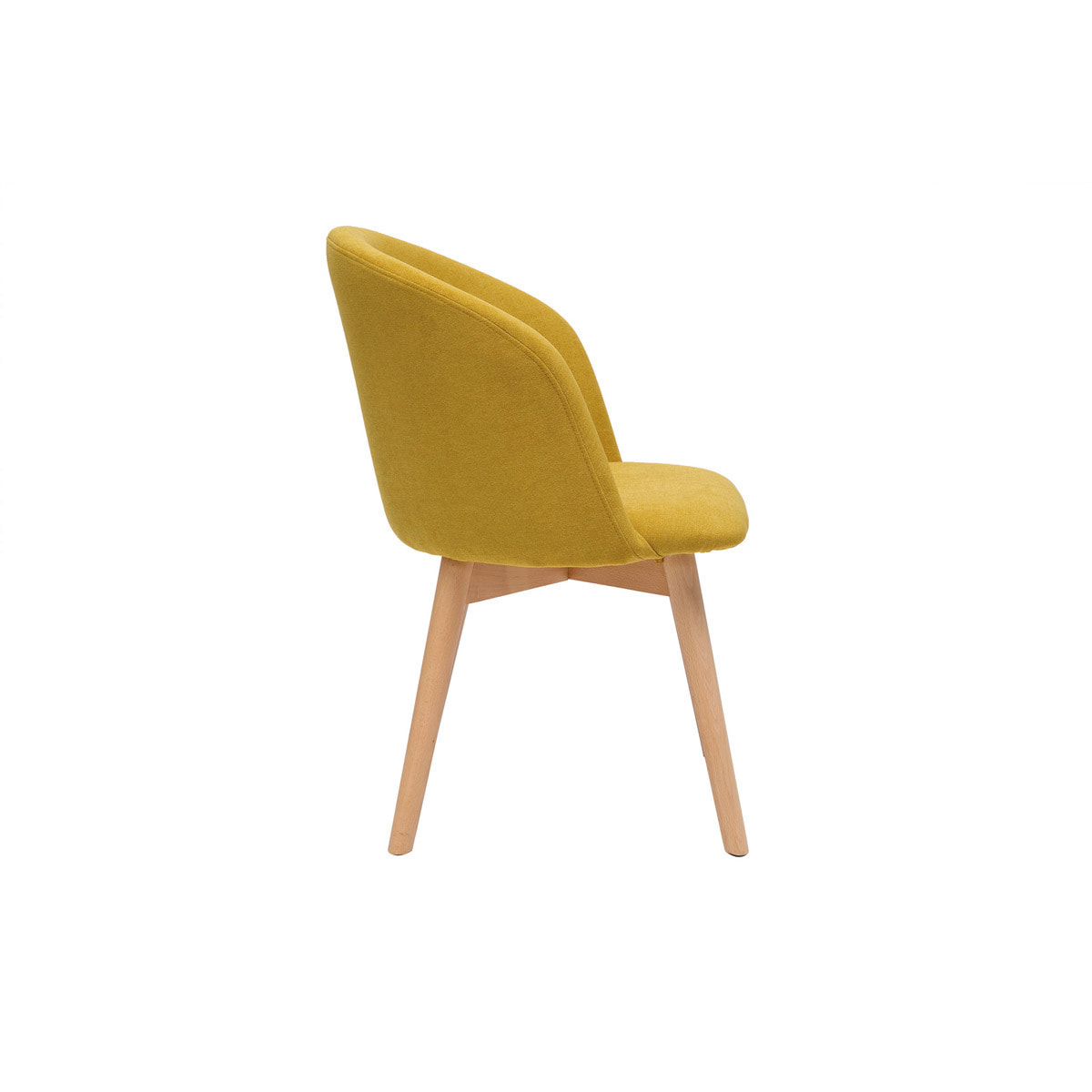 Chaises scandinaves en tissu effet velours jaune moutarde et bois clair massif (lot de 2) VANITY