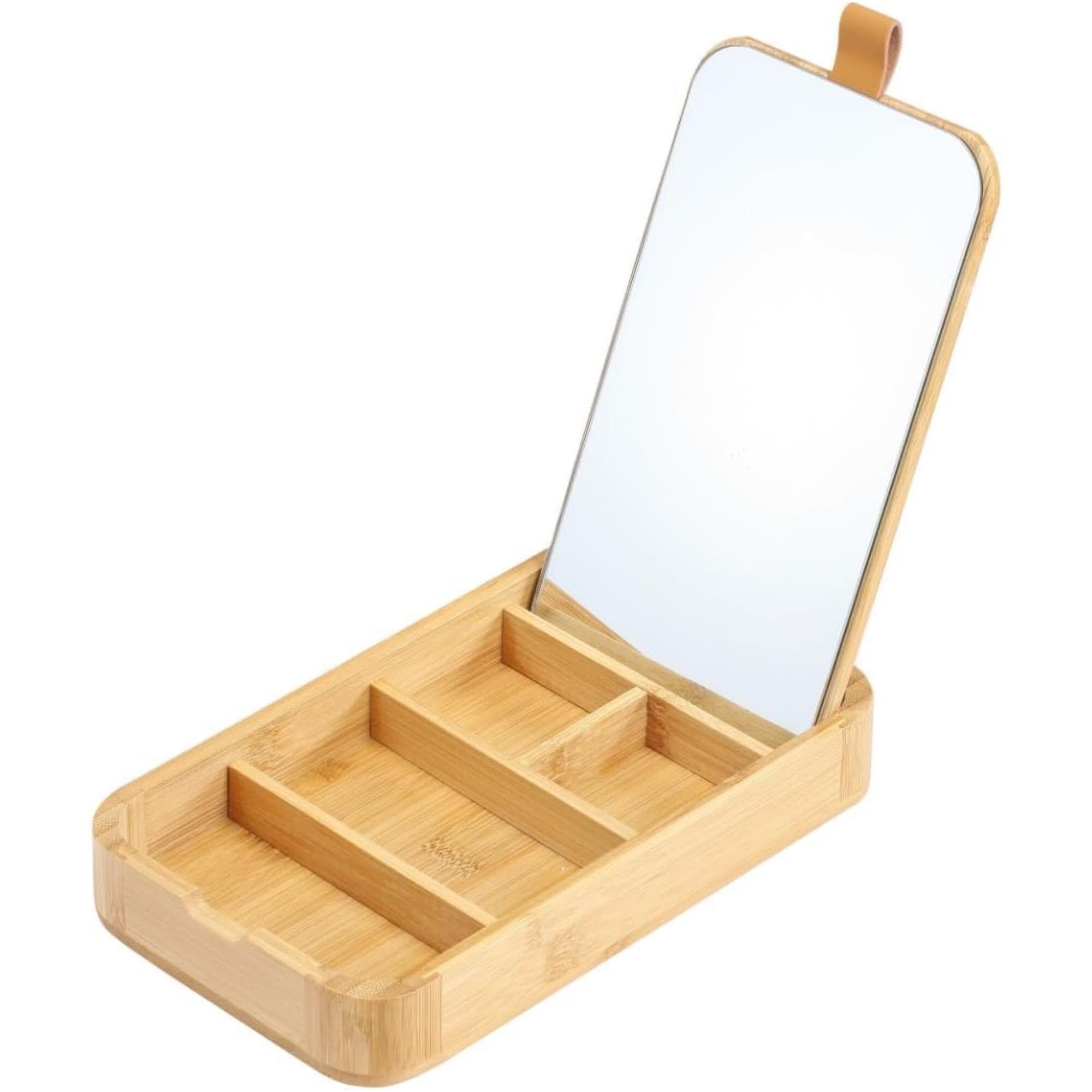 Espejo y Joyero rectangular ALAIS de Bambú en color marrón