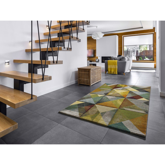 Alfombra geomÃ©trica Matrix multicolor, varias medidas disponibles