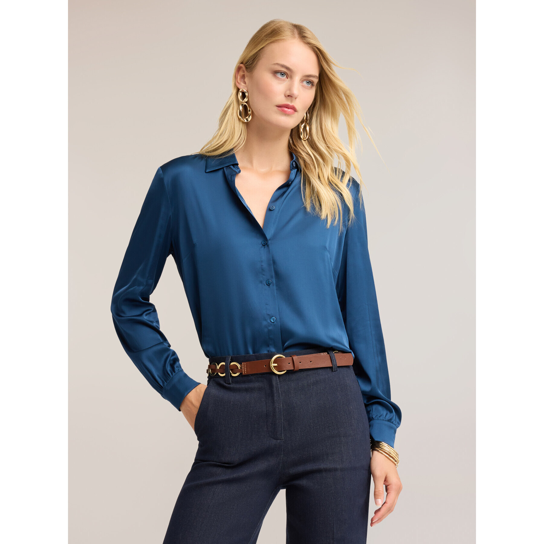 Motivi - Camicia in raso - Blu