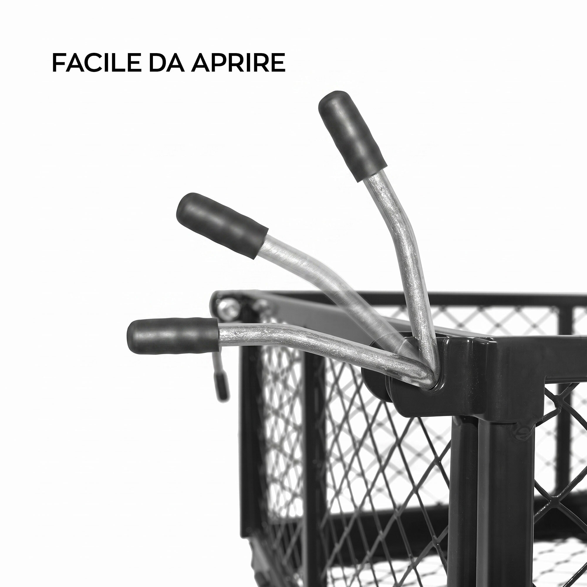 Carrello rimorchio a spinta in ferro con telone interno capacita' max 350kg