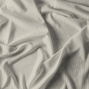 COMPLETO LETTO SATIN STRIPES, 100% Raso di Poliestere, Tinta Unita, Made in Italy - TORTORA