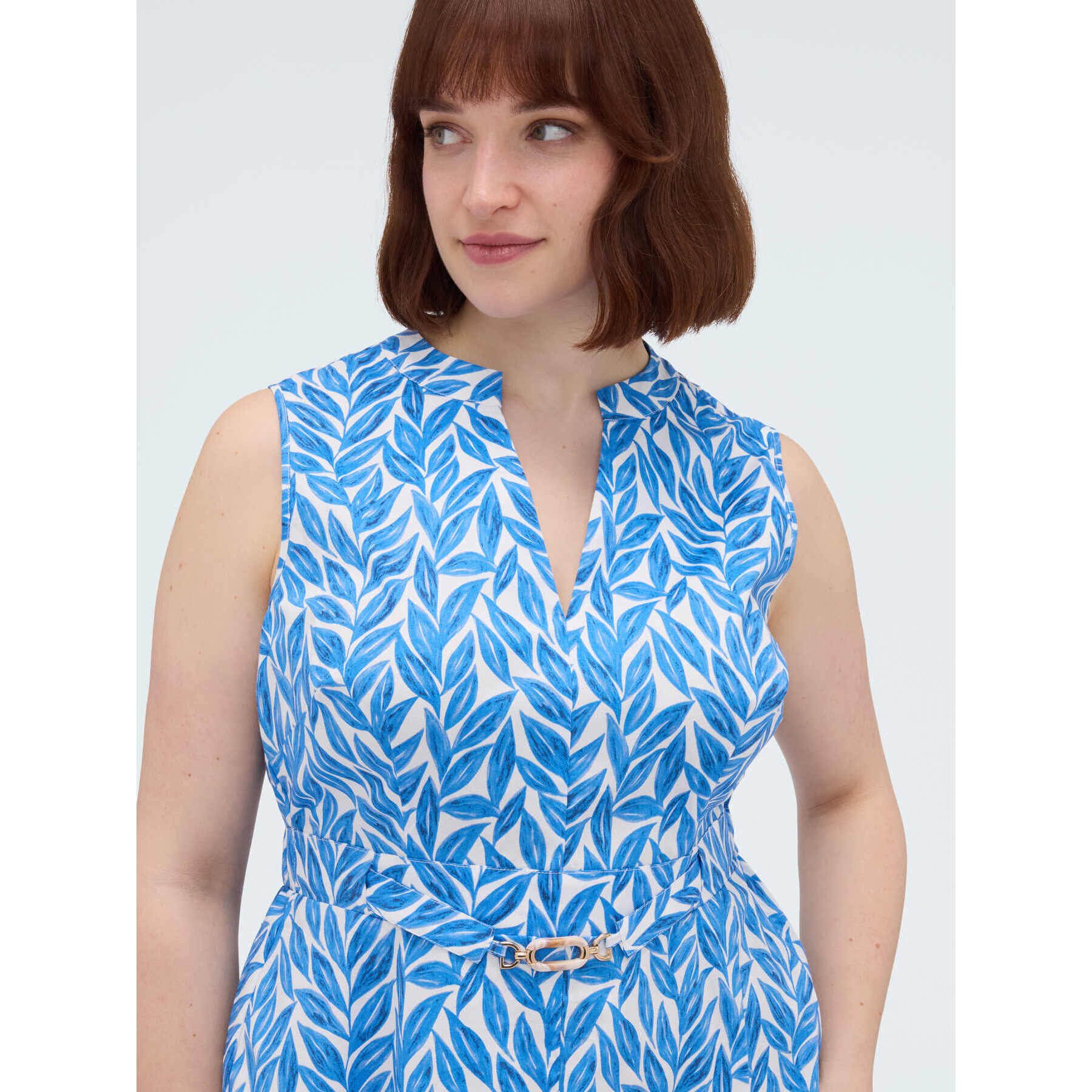 Fiorella Rubino - Vestito foliage lungo in cotone - Azzurro