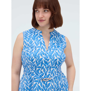 Fiorella Rubino - Vestito foliage lungo in cotone - Azzurro