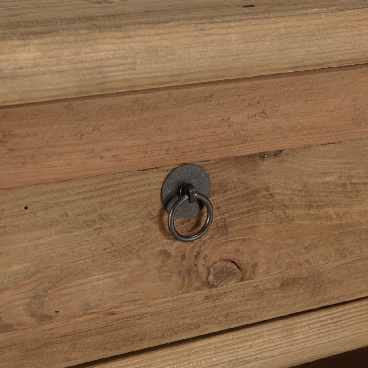 SANDY - Meuble TV 4 tiroirs 1 niche, longueur 200cm bois pin recyclé