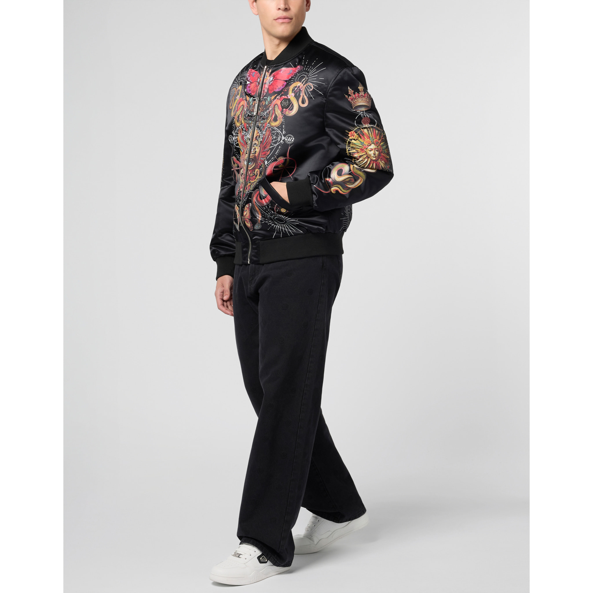PHILIPP PLEIN Printed Nylon Bomber Tattoo