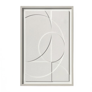 Cuadro Curves resina 3D texturizado geométrico blanco 93x63x4 cm