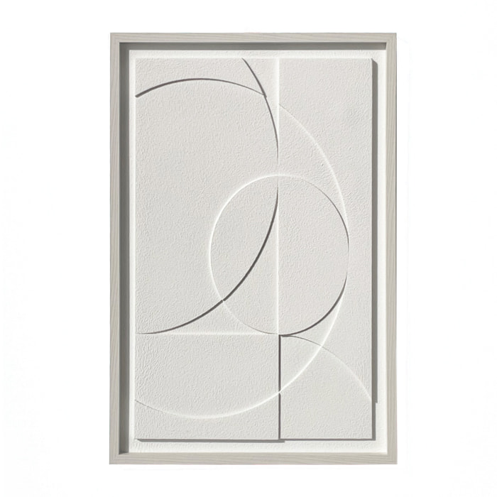Cuadro Curves resina 3D texturizado geométrico blanco 93x63x4 cm