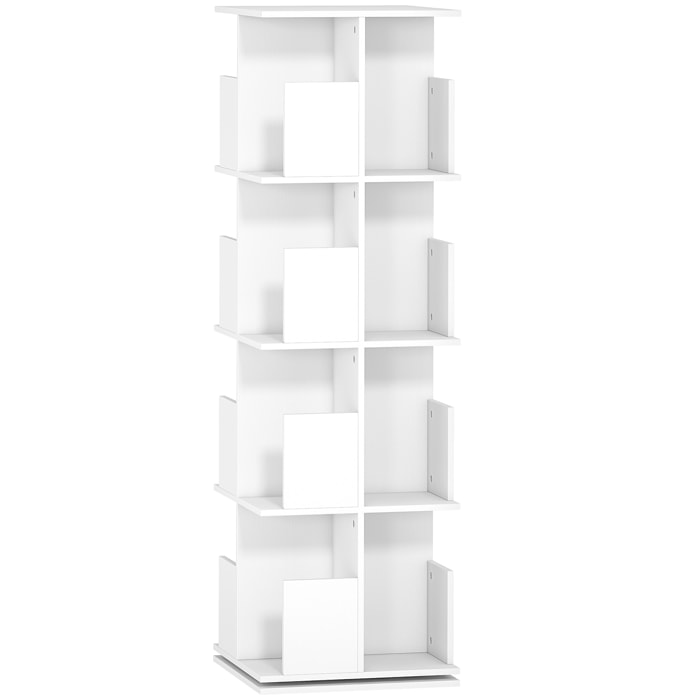 Bibliothèque rotative 4 niveaux 16 compartiments dim. 39x39x128cm blanc