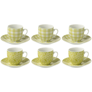 J-Line tasse + sous-tasse - céramique - vert - boîte de 6