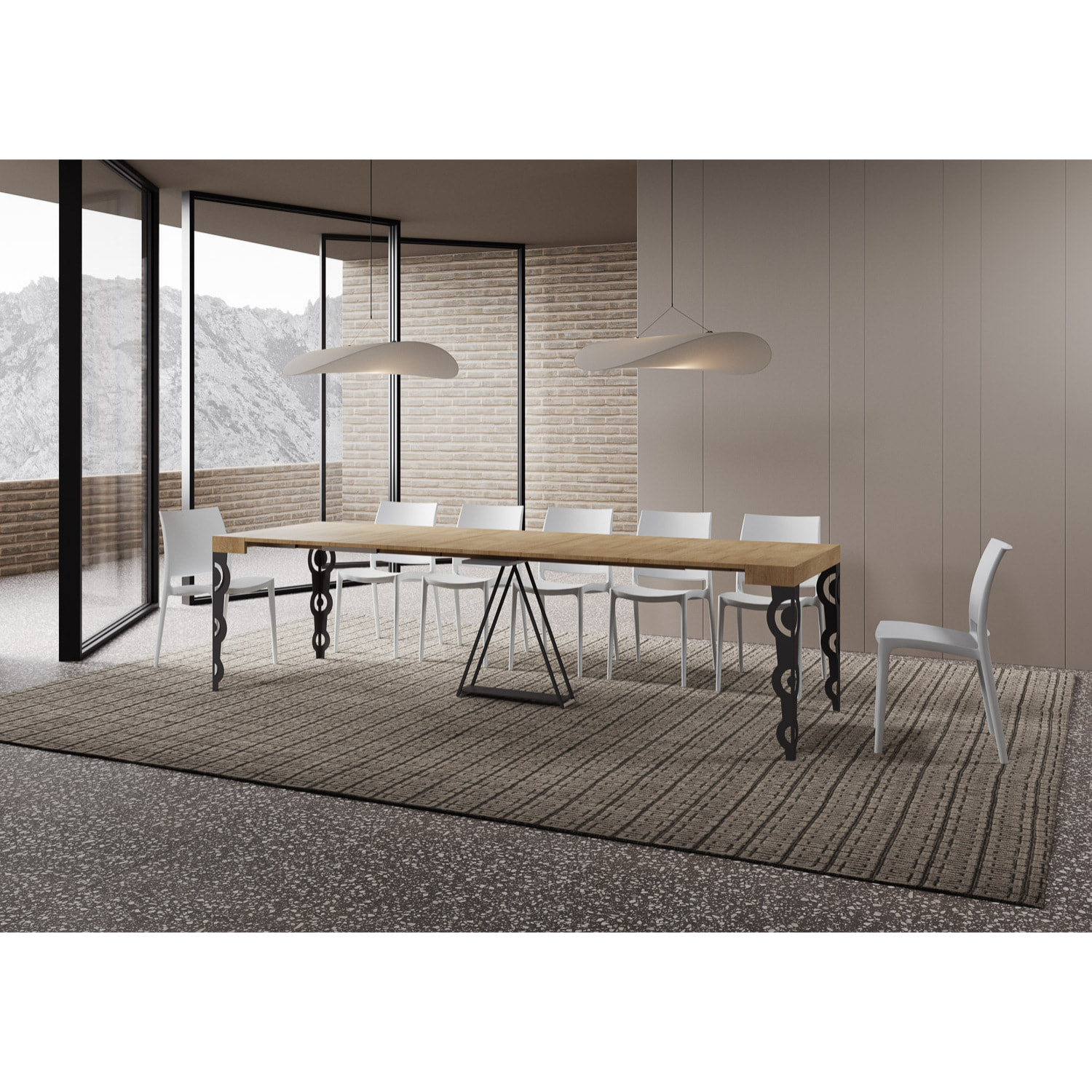 Consola extensible 90x40/300cm Aceres roble natural estructura antracita