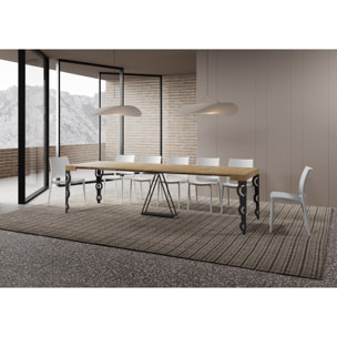 Consola extensible 90x40/300cm Aceres roble natural estructura antracita