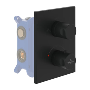 Façade thermostatique 2 voies Universal rectangle Noir mat + corps encastré