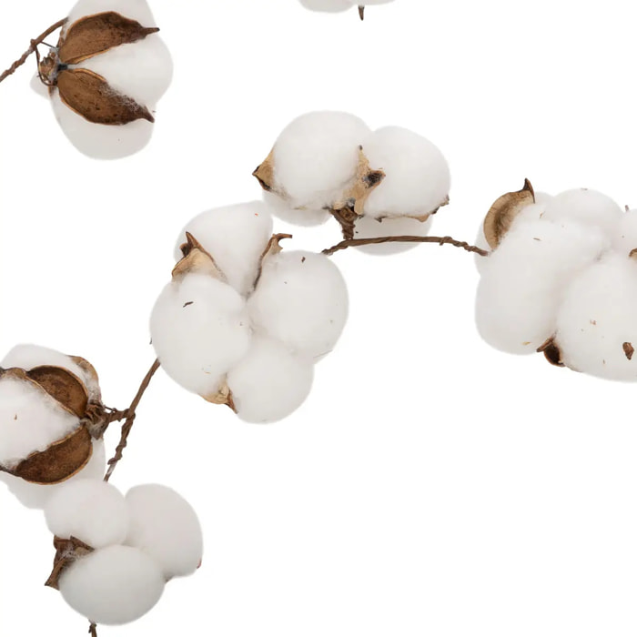 Guirlande de Noël en plastique fleurs de coton 200cm