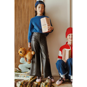 Pantaloni larghi da bambina effetto pelle nera