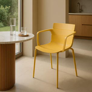 Lot de 4 fauteuils de table ocre en polypropylène et métal MONTAUK