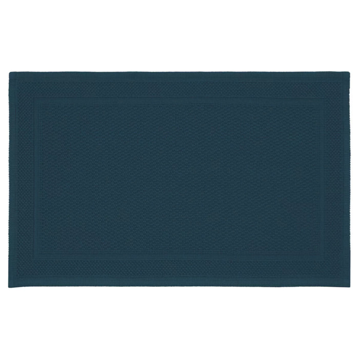 Tapis de bain pur coton 1700 g/m² uni bleu Antica petrole