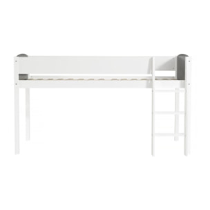 Lit mezzanine en bois pour enfant "Alia" - 90 x 190 cm - Blanc/Gris