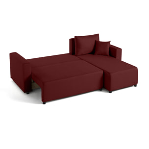 Regala - canapé d'angle réversible - 4 places - convertible avec coffre - en tissu - Rouge