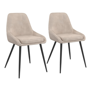 Chaises Olivia en velours taupe et pieds métal noirs - lot de 2