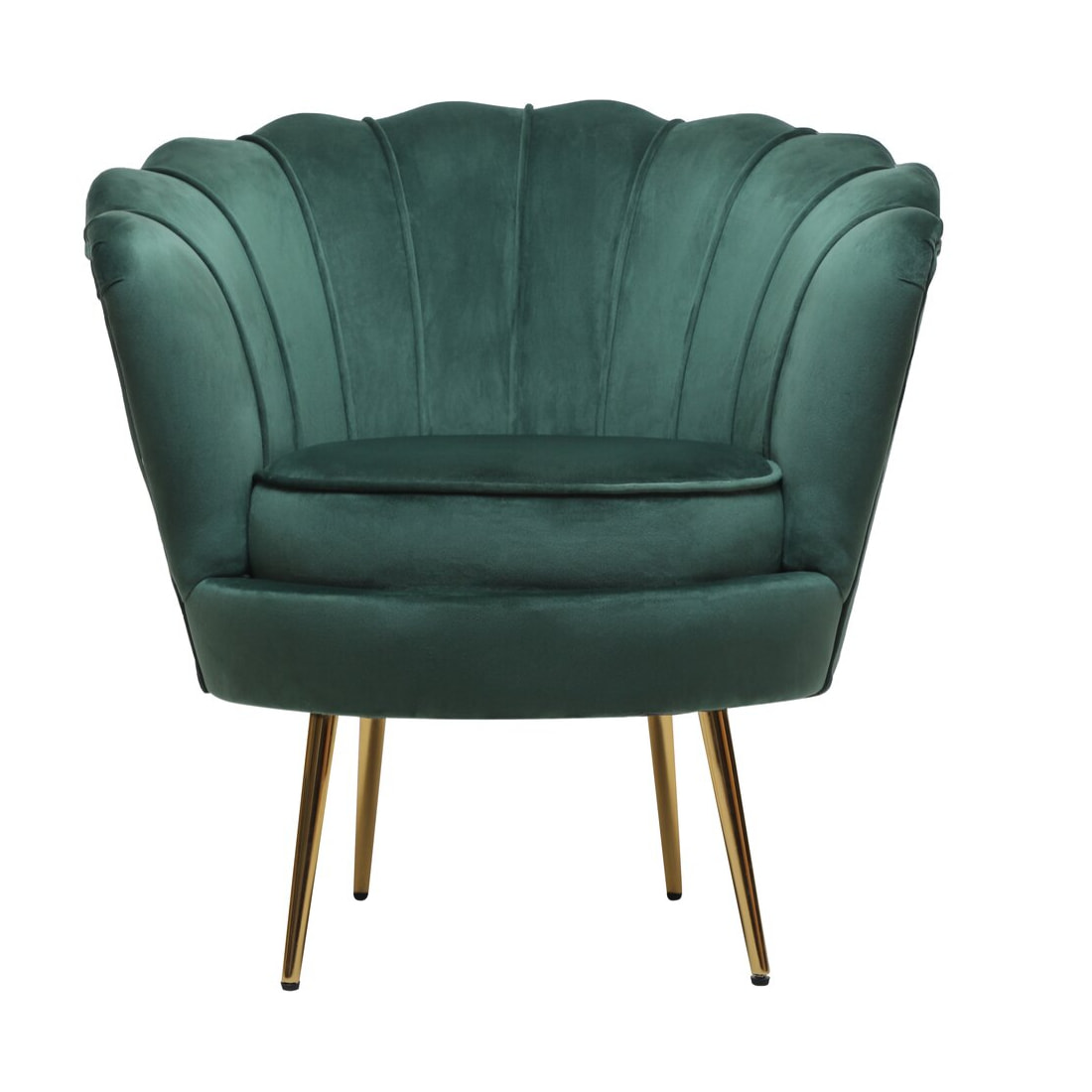 Fauteuil en velours "Floria" - 75 x 68 x 77.5cm - Vert