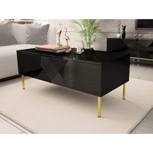 Celeste - table basse - 2 portes - 120 cm - Noir / Doré