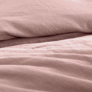 Housse de couette pur lin lavé 165 g/m² uni rose Le lin lave bois de rose