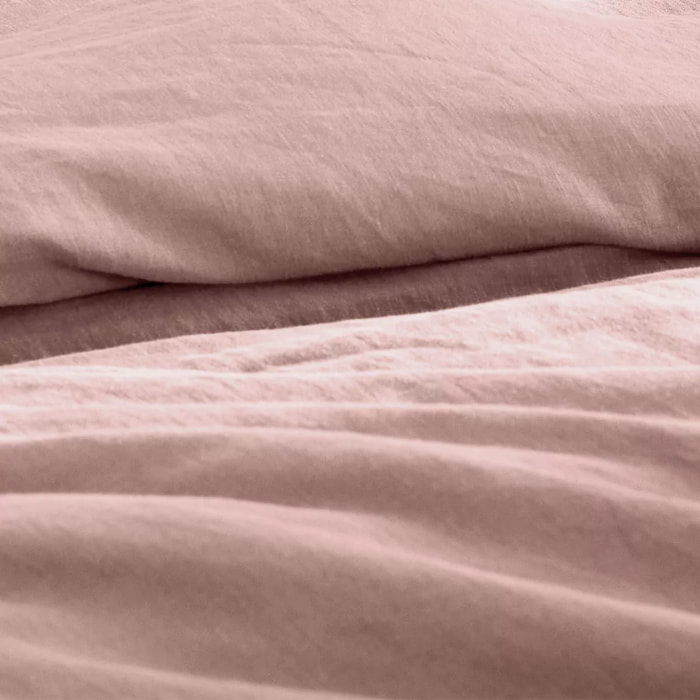 Housse de couette pur lin lavé 165 g/m² uni rose Le lin lave bois de rose