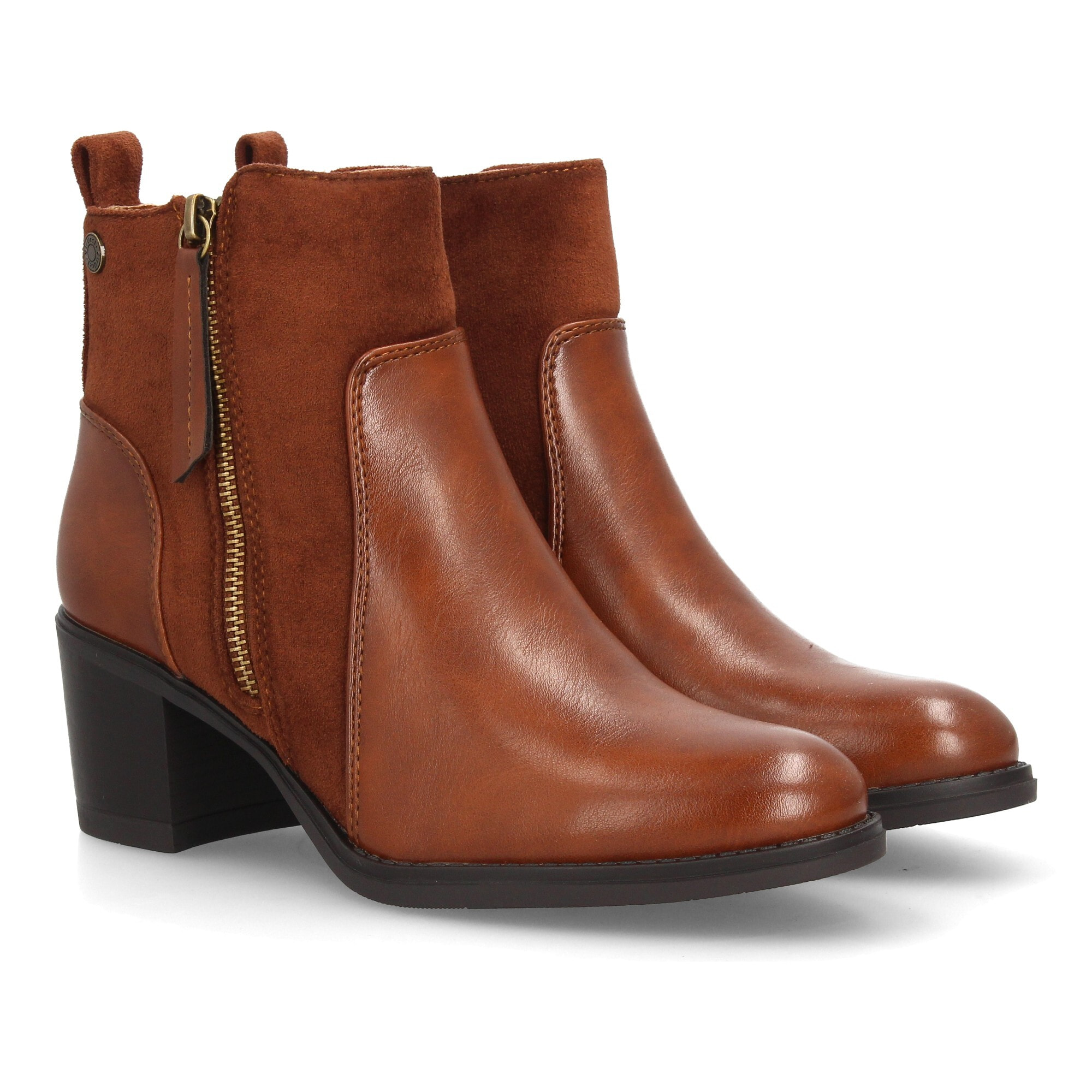 Botines mujer combinados con distintas texturas y cremallera lateral