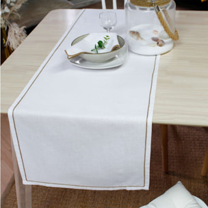 Chemin de table avec feston en jute - Blanc