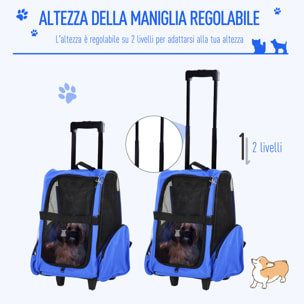 PawHut Trolley Zaino Trasportino per Animali Domestici Blu