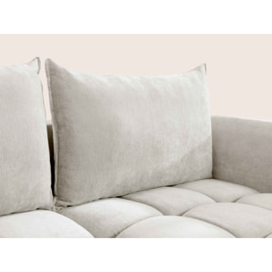 Ambroise - Canapé d'angle droit 4 places convertible avec coffre en velours texturé - Beige