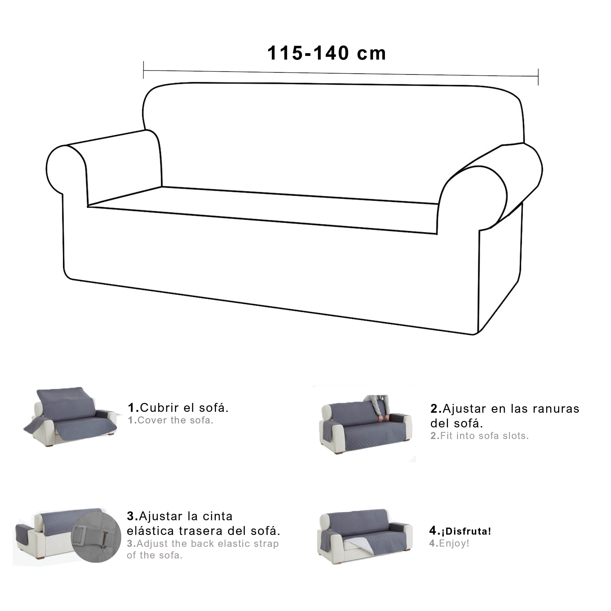 Funda de sofá VERSATILE antimanchas reversible 2 Plazas Moka y Arena