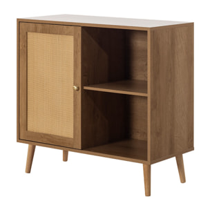Goto - buffet haut - effet bois et cannage - 2 niches et 1 porte - 80 cm - Bois
