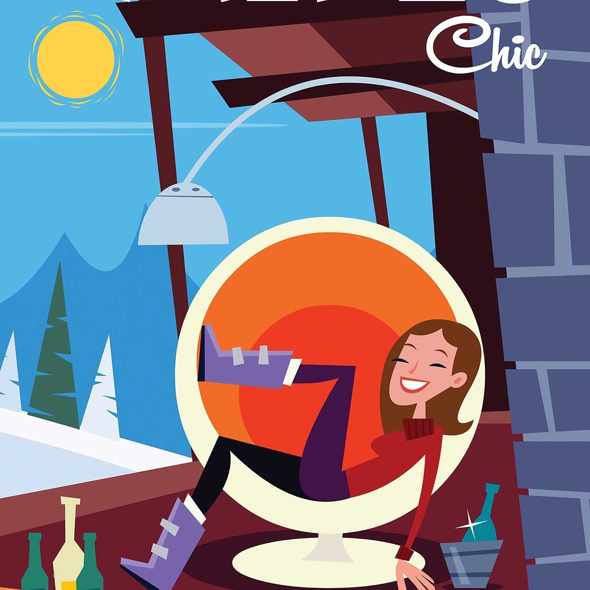 Affiche Pause au chalet Affiche sous cadre bois