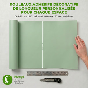 Rouleau adhésif décoratif Vinyle au Mètre - Menthe - Sticker Lavable Imperméable Mur Cuisine Meubles