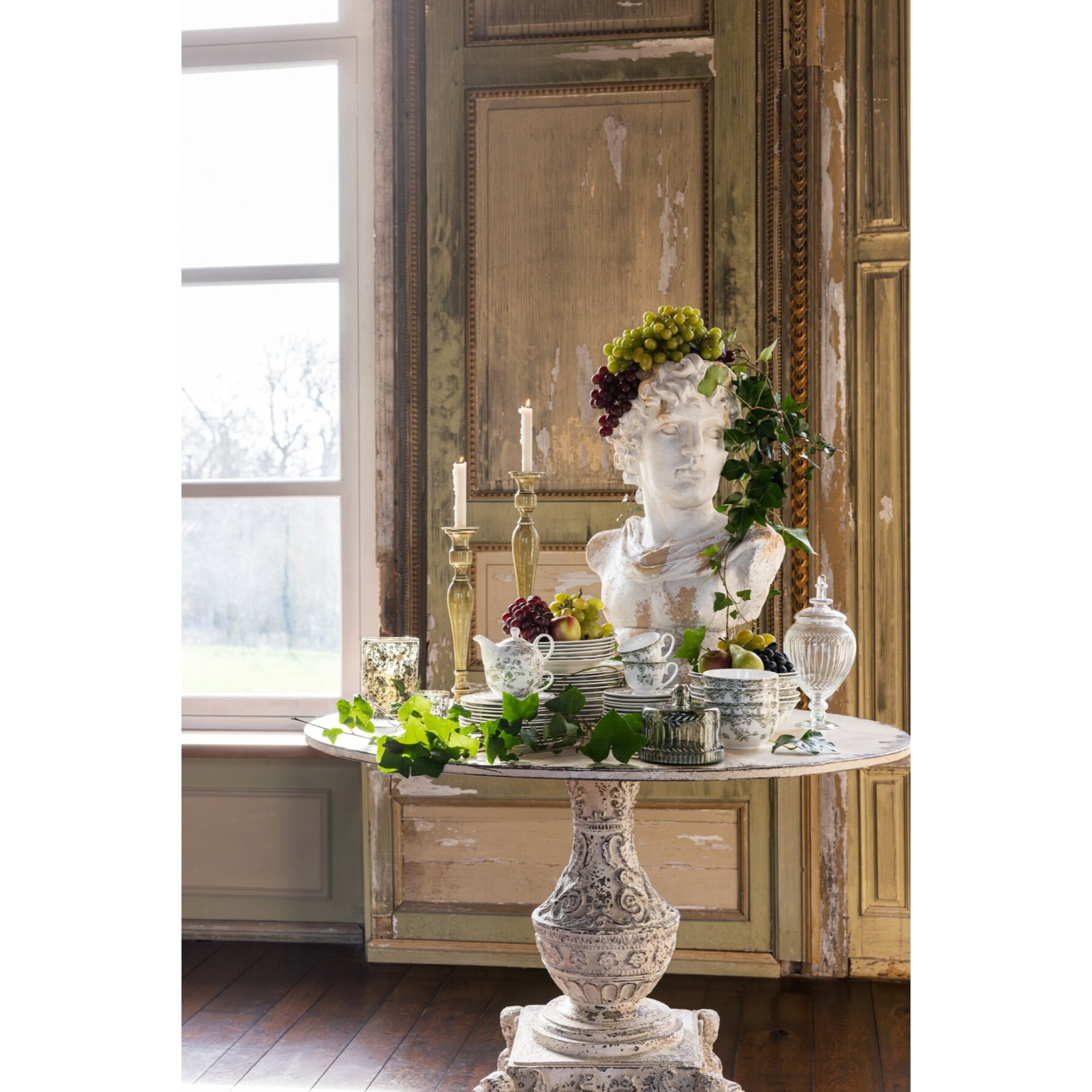 J-Line chandelier - aluminium - vert olive - small