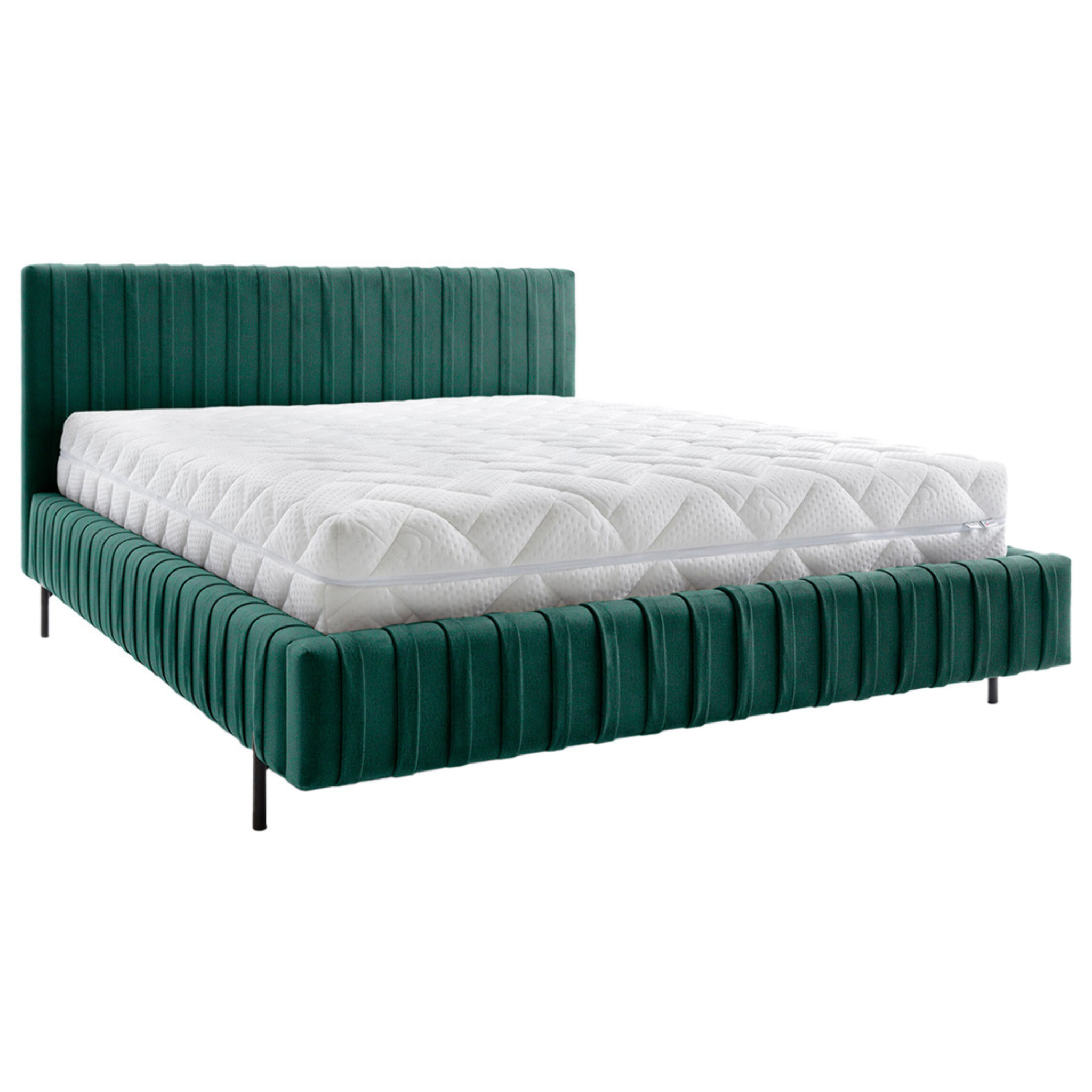 Flavio - lit coffre - 160x200 cm - sommier inclus - en simili - Vert