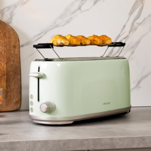 Cecotec Toast&Taste 1600 Retro Double Green 4-Slice Toaster. 1630 W.