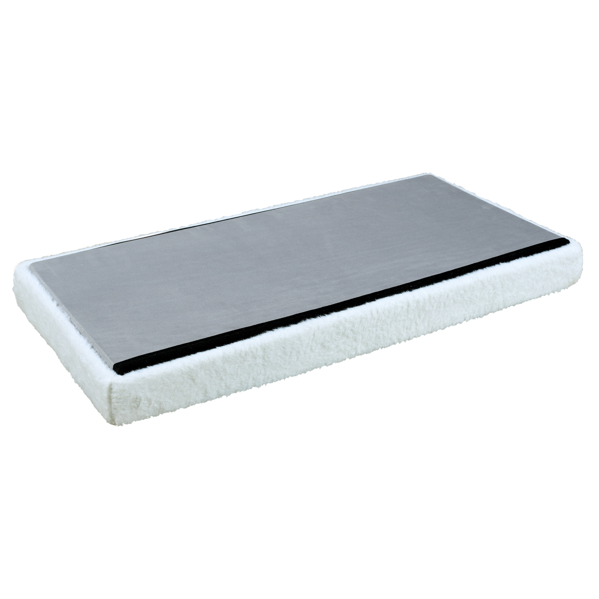 Coffre Banc Pliable Gris Imitation Fourrure Leo