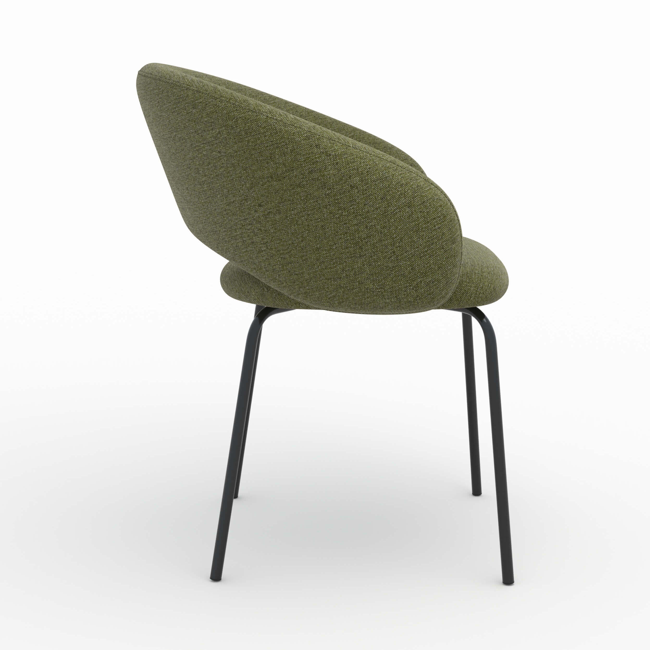 Chaise en tissu vert chiné et pieds noirs - Milly
