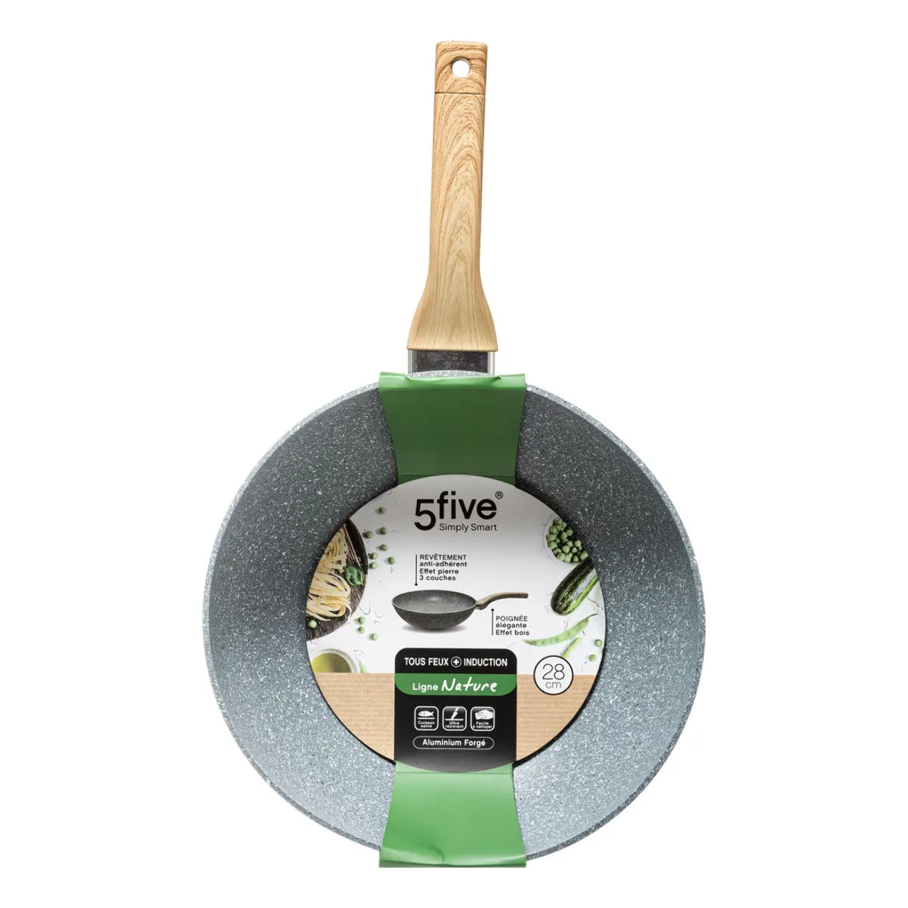 Wok aluminium forgé 28 cm Nature