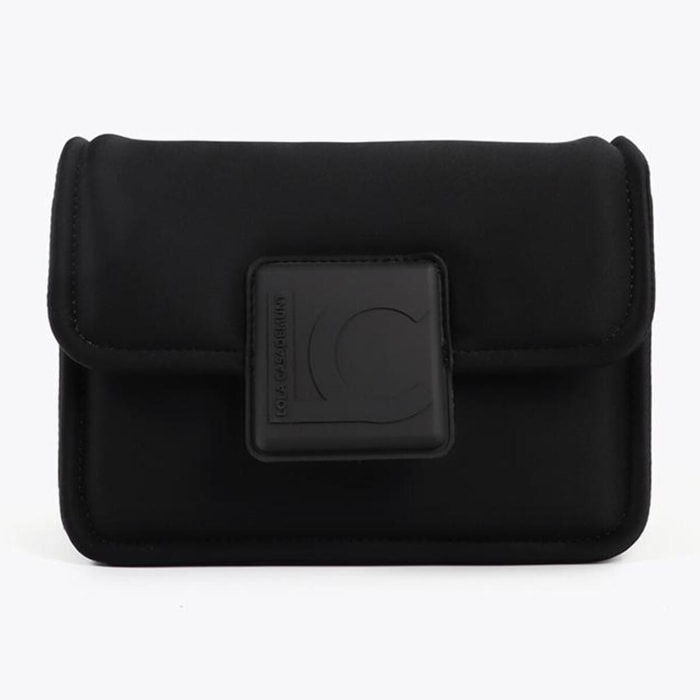 Tracolla in tessuto tipo neoprene con dettaglio logo in silicone