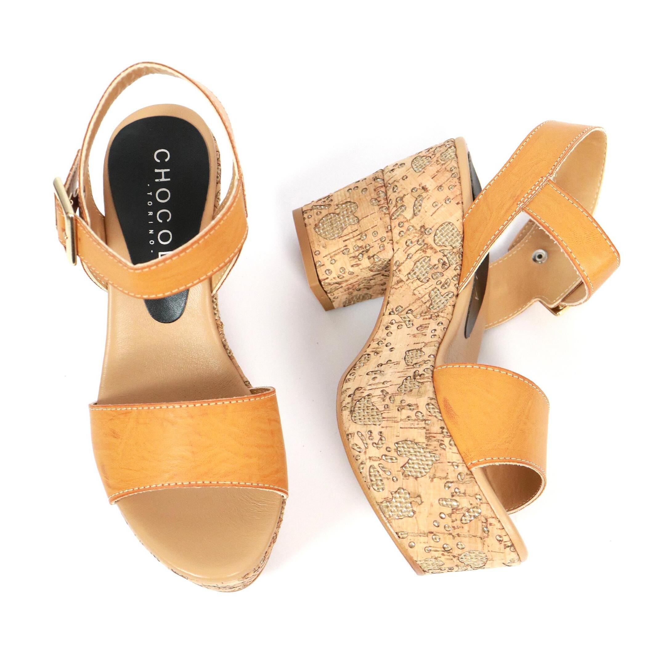 SANDALO PLATFORM FASCIA CHOCOLA' CAMEL