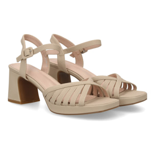 Sandalia tacón ancho plataforma elegante para mujer