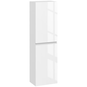 Meuble colonne rangement salle de bain style contemporain façade laquée 2 portes étagères blanc